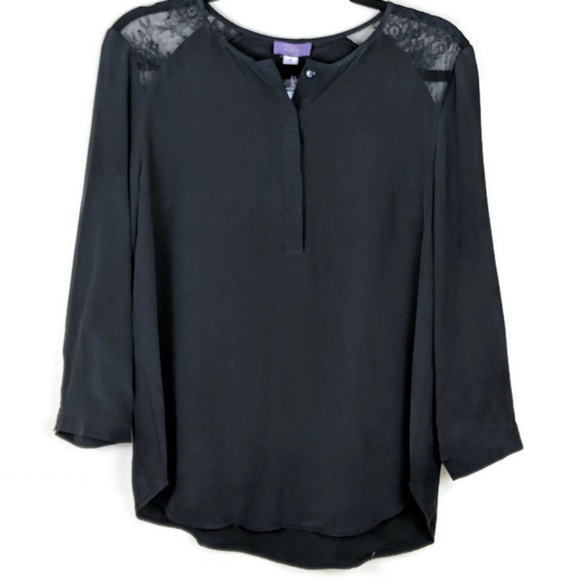 Truly Poppy Bess Lace Inset Washed Silk Blouse szM - Picture 1 of 5